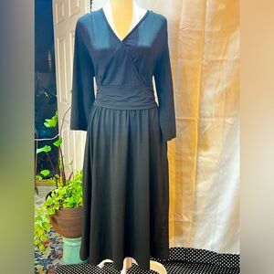 Newshows Figure Flattering Womens 3/4 Sleeve V Neck Casual Faux Wrap Midi Dress